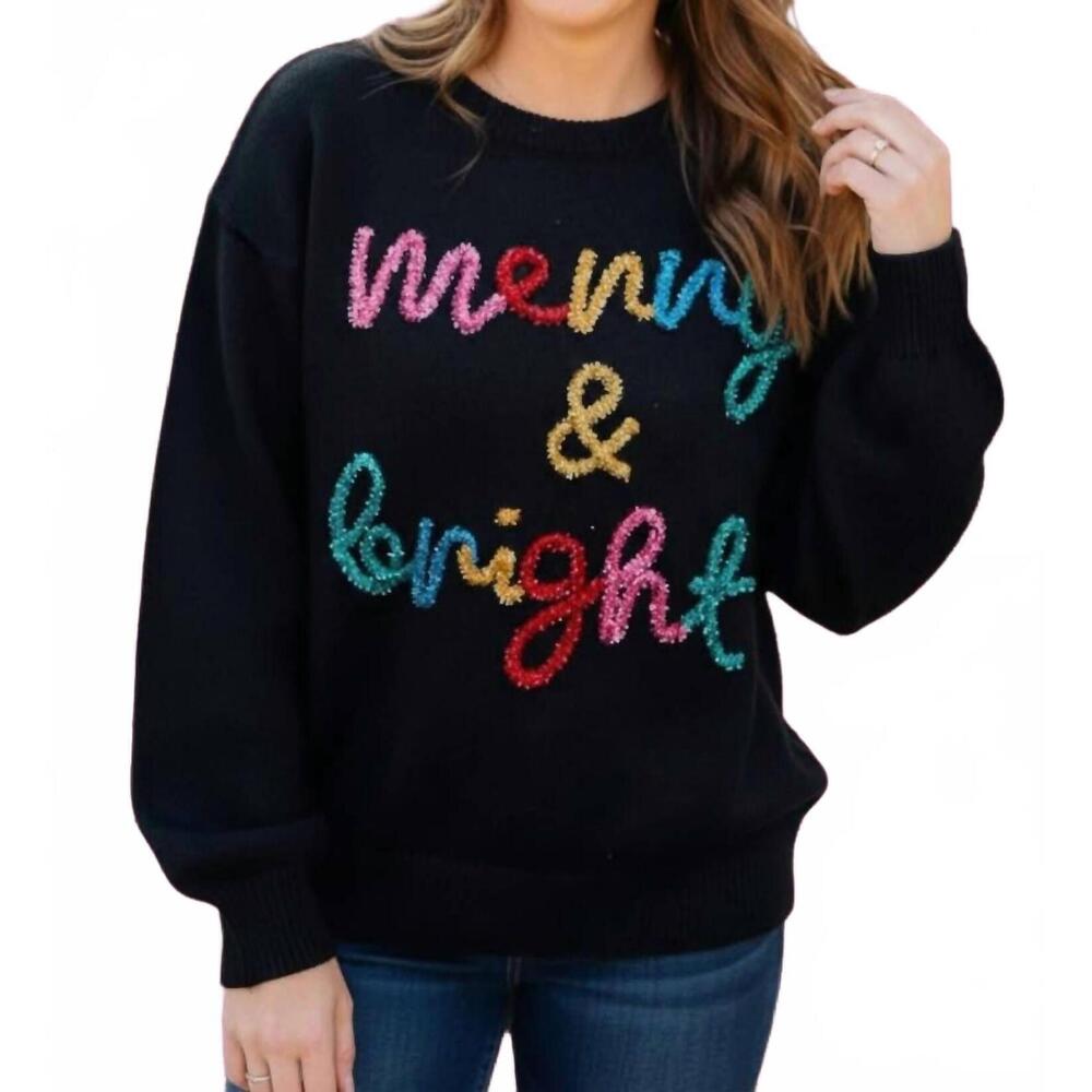 NEW JUNIPER BLVD merry tinsel sweater in black